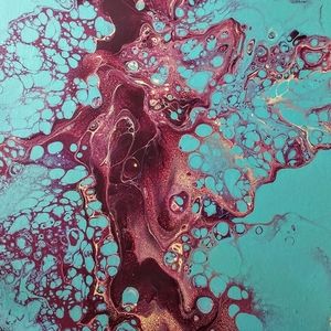 Abstract Art Acrylic pour small canvas painting wall home decor accent. 8"×10"